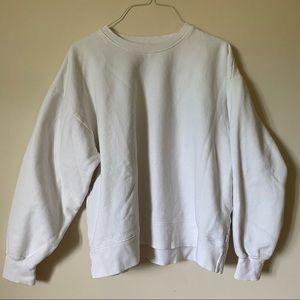 Aritzia TNA cozyAF boyfriend crew sweatshirt in White